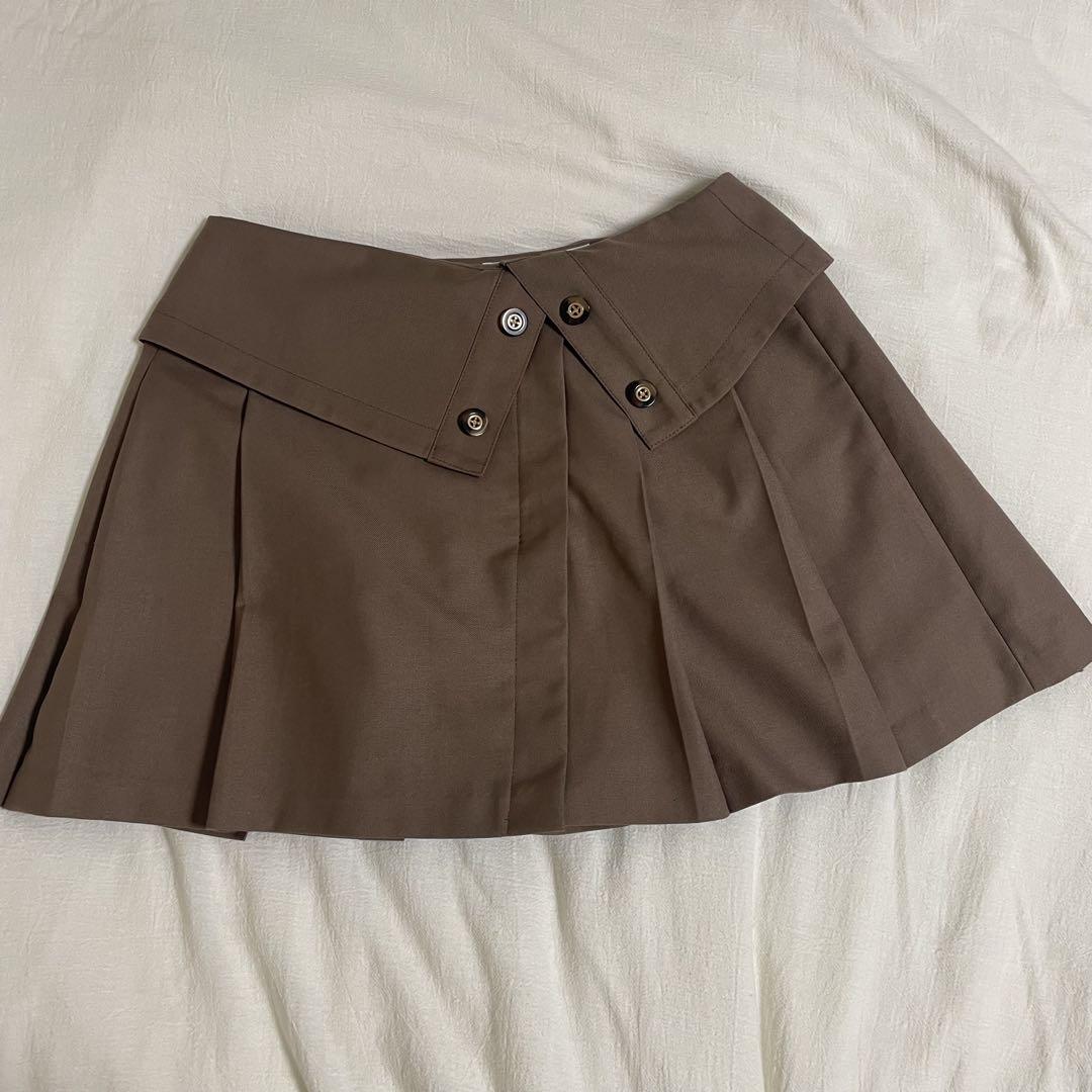 スカート herlipto Pleated Mini Skort dark mocha