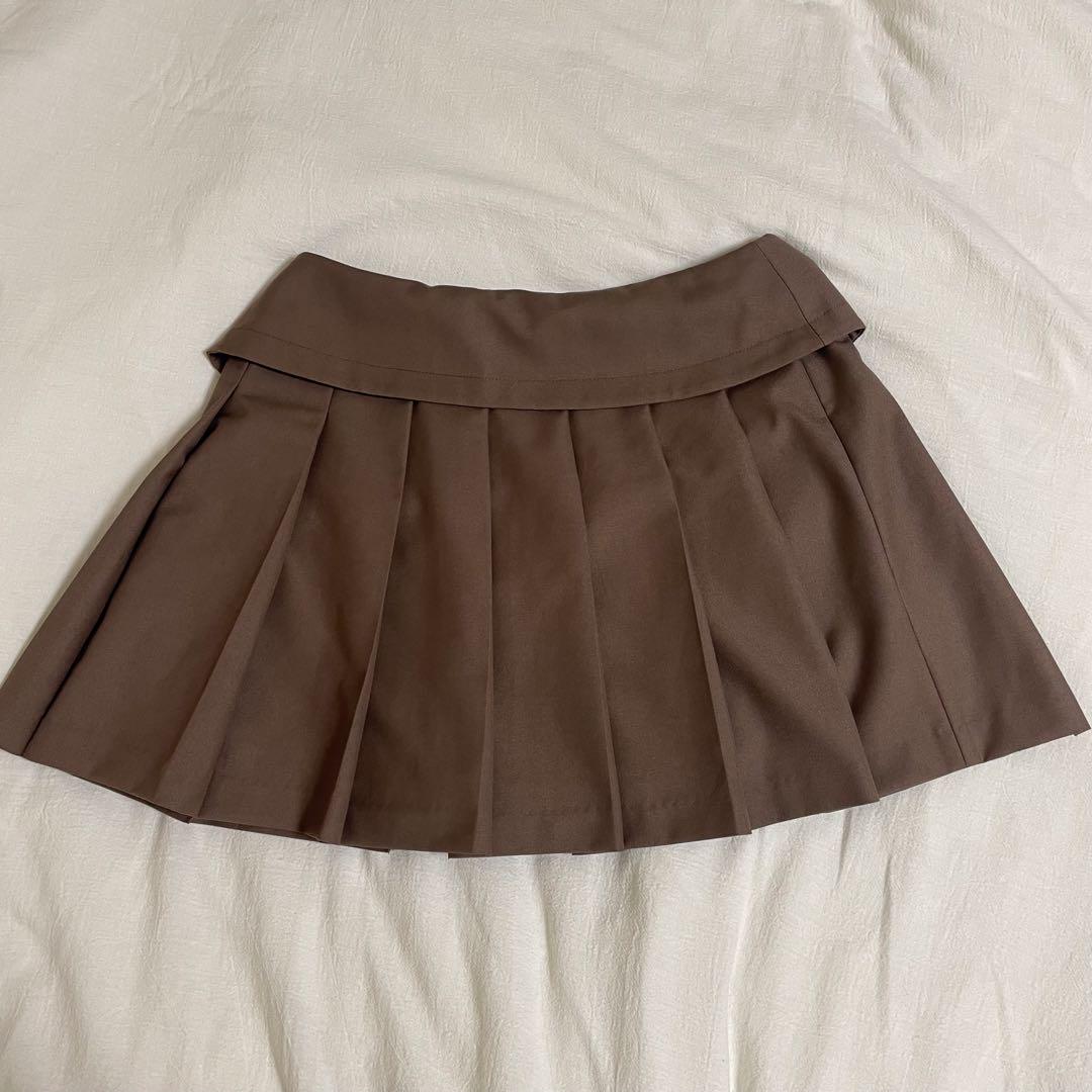 スカート herlipto Pleated Mini Skort dark mocha