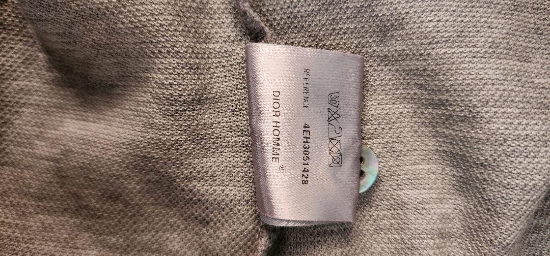 Dior グレー ポロシャツ 長袖 ホワイトストライプ