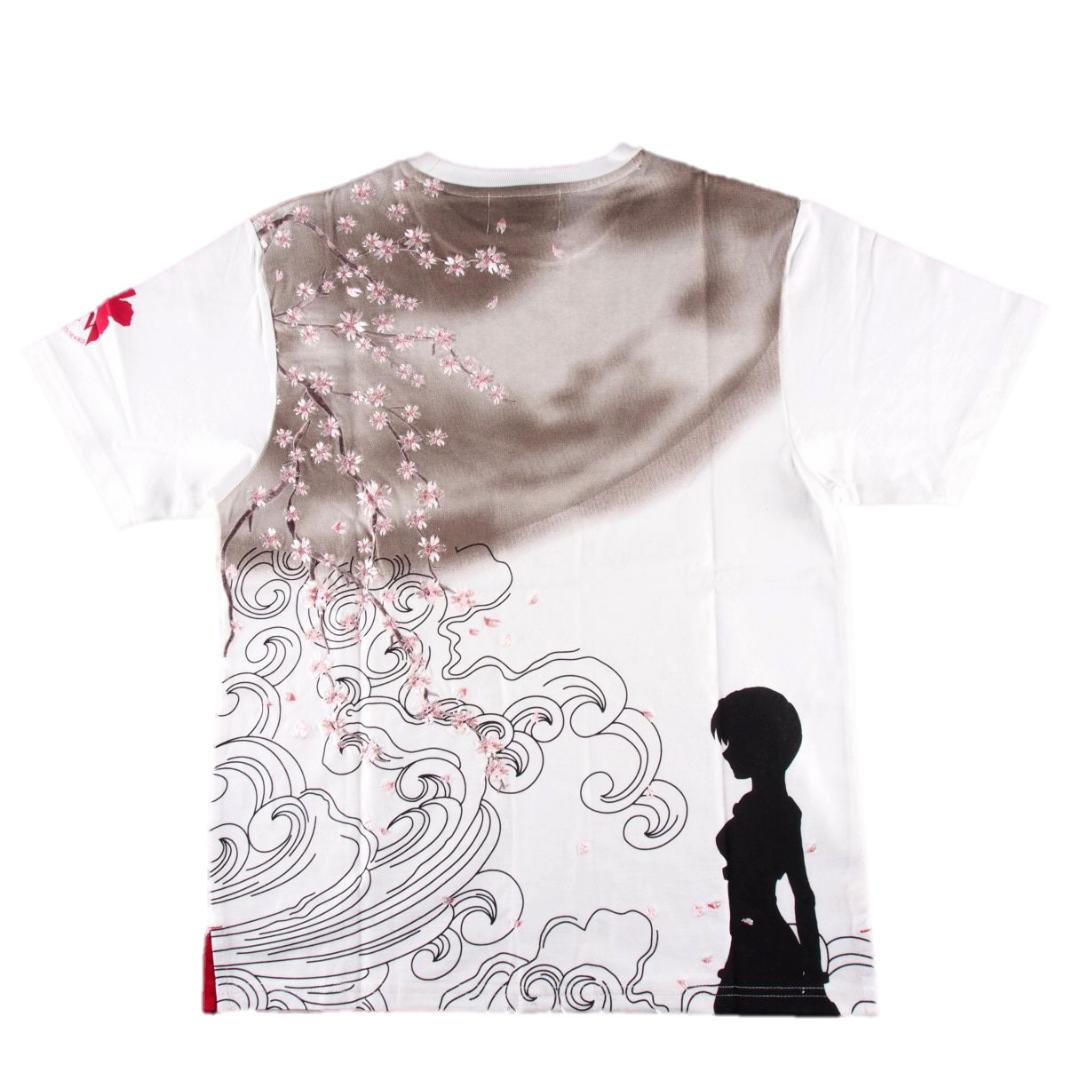 新品 L エヴァンゲリオン 錦 半袖Tシャツ 綾波レイ シルエット 月下桜 白