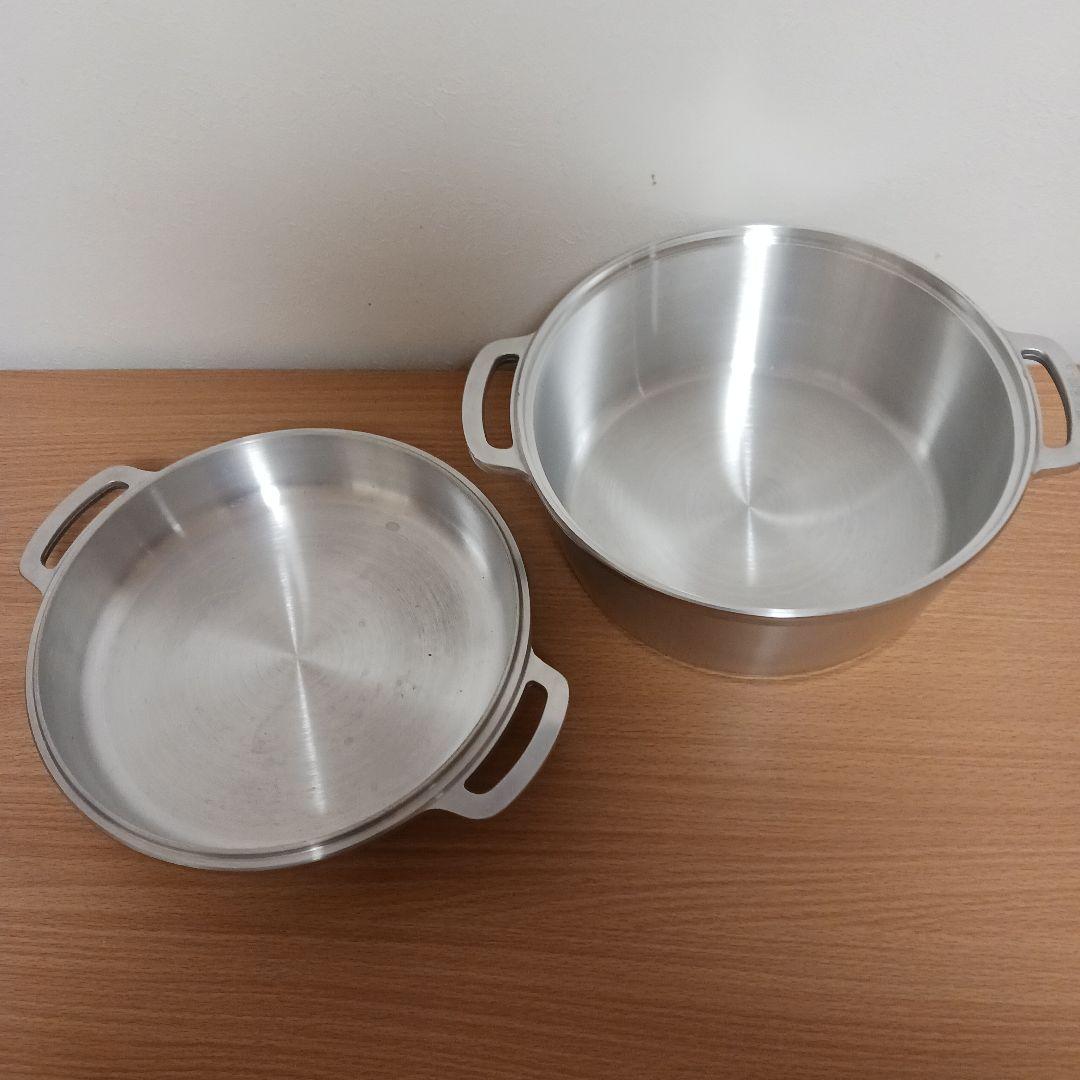 美品 IH 無水鍋 ムスイ 多機能 鍋 広島アルミニウム IHガス両用