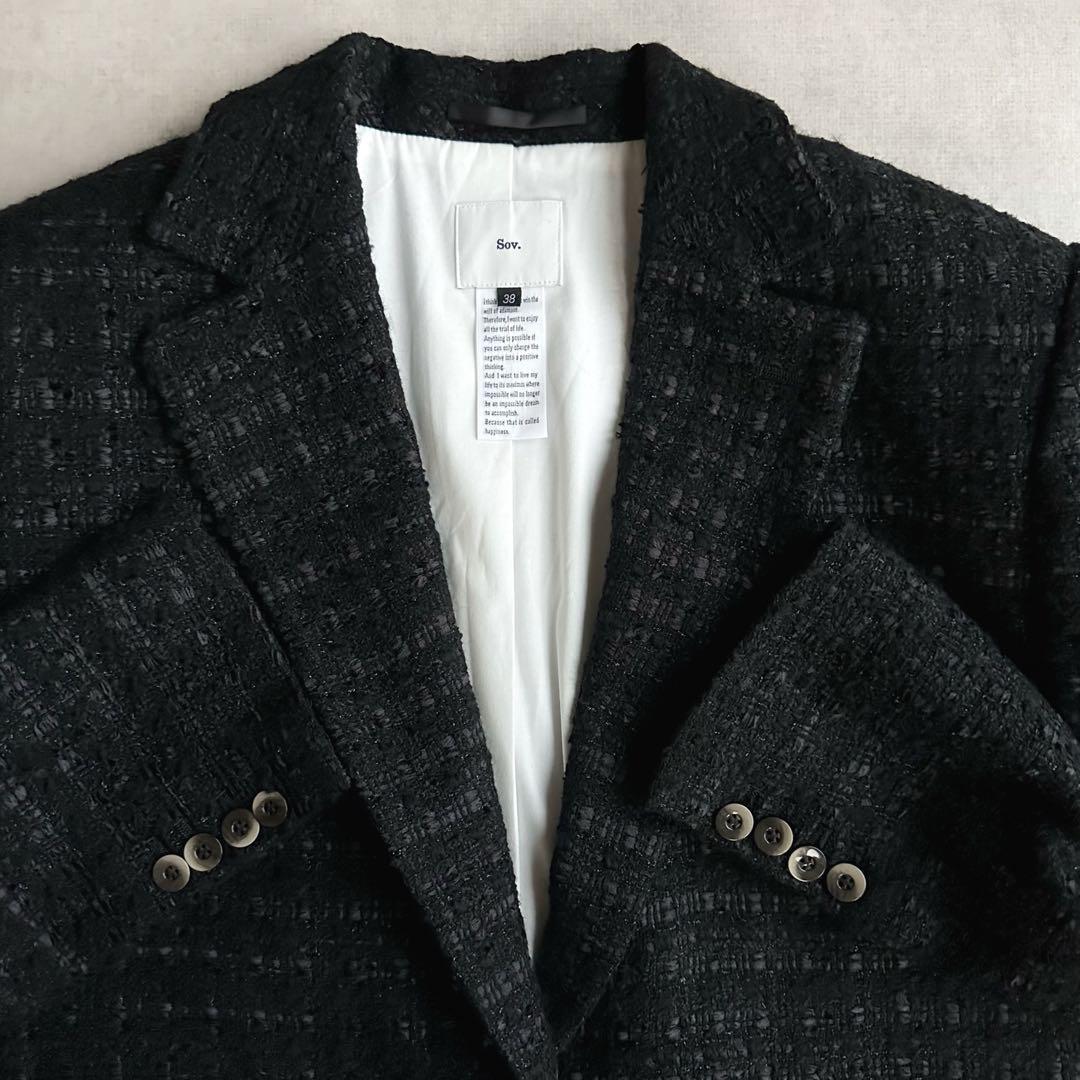 極美品▲定価6.7万▲sov.//バンビーナツイードビッグジャケット▲2022 極美品△定価6.7万△sov.//バンビーナツイードビッグジャケット