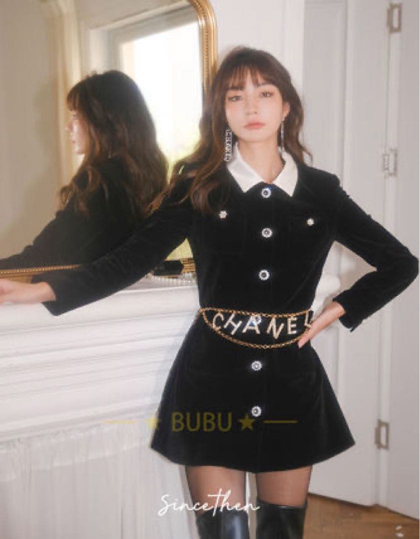 美品 Since Then ベルベットワンピース シンスゼン ワンホン 美品 Since Then ベルベットワンピース シンスゼン ワンホン