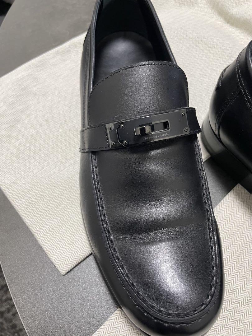 HERMES エルメス　モカシン デスタン ローファー ブラック×ブラック　41