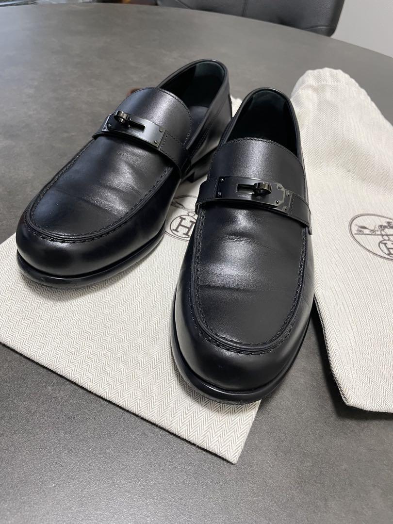 HERMES エルメス　モカシン デスタン ローファー ブラック×ブラック　41