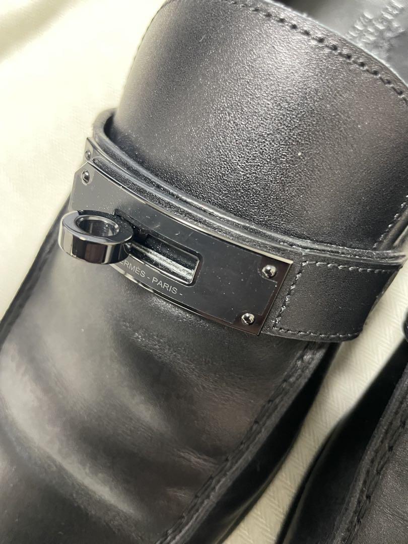 HERMES エルメス　モカシン デスタン ローファー ブラック×ブラック　41