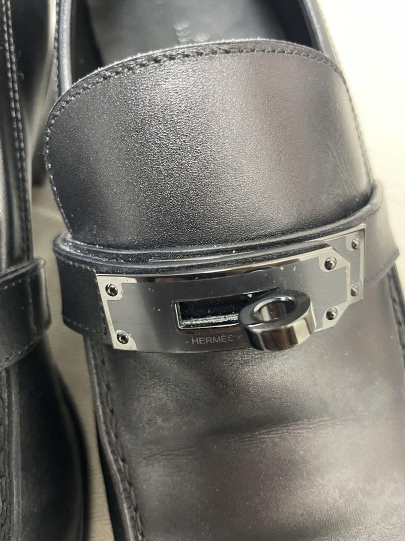 HERMES エルメス　モカシン デスタン ローファー ブラック×ブラック　41