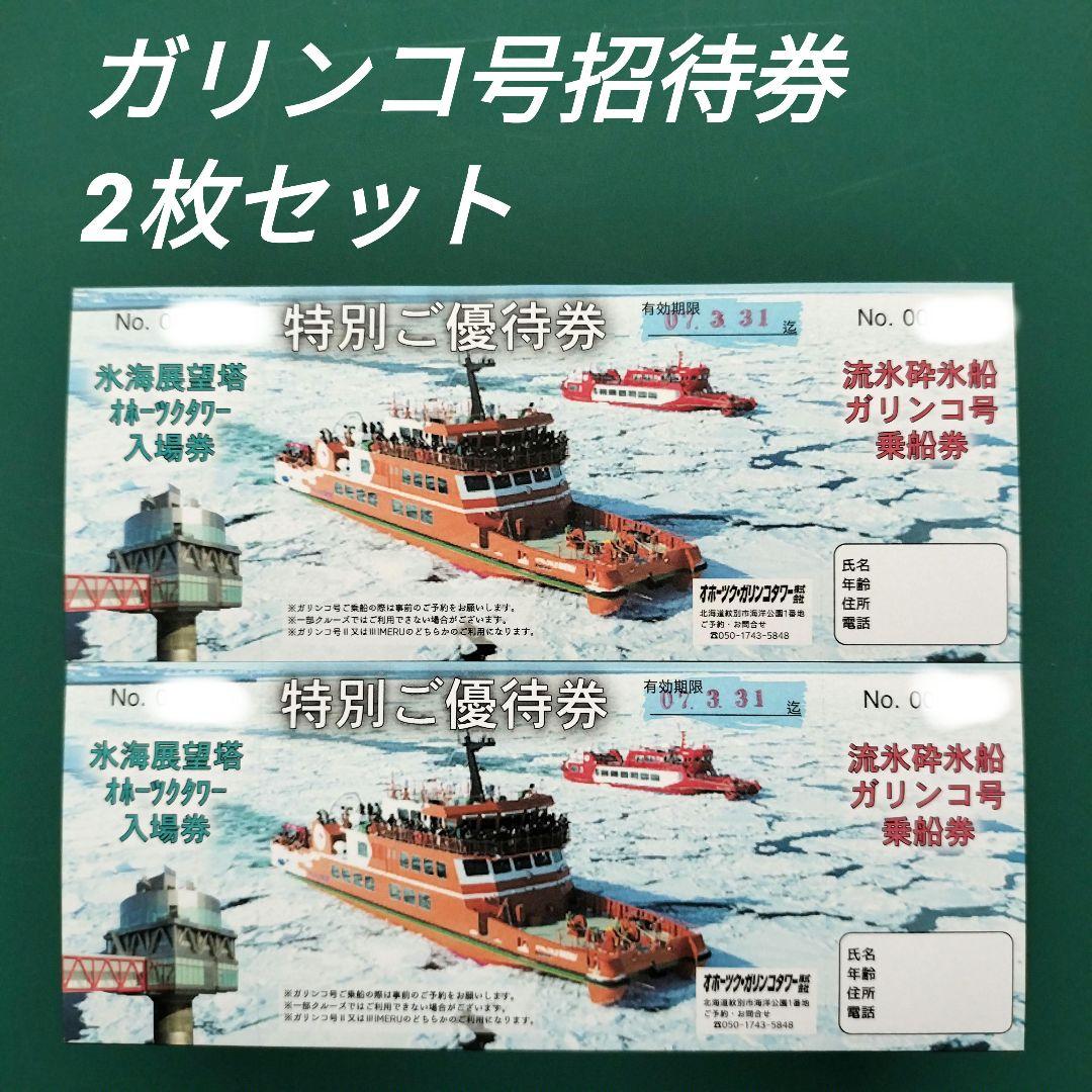 【北海道流氷クルーズ招待券/2枚セット】ガリンコ号優待券/オホーツクタワー入場券
