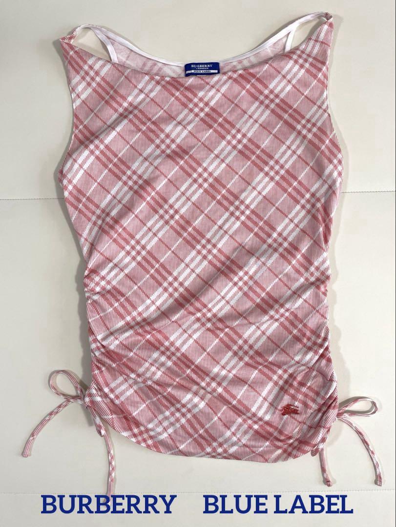 Burberry バーバリー　タンクトップ　リボン　ノースリーブ　ピンクチェック