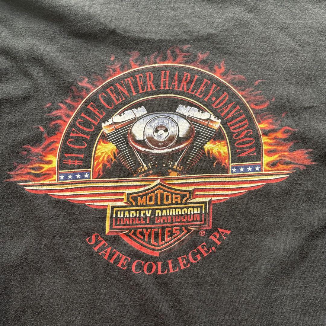 90s ハーレーダビッドソン　両面　フェード　ブラック　黒　エンブレム　Tシャツ