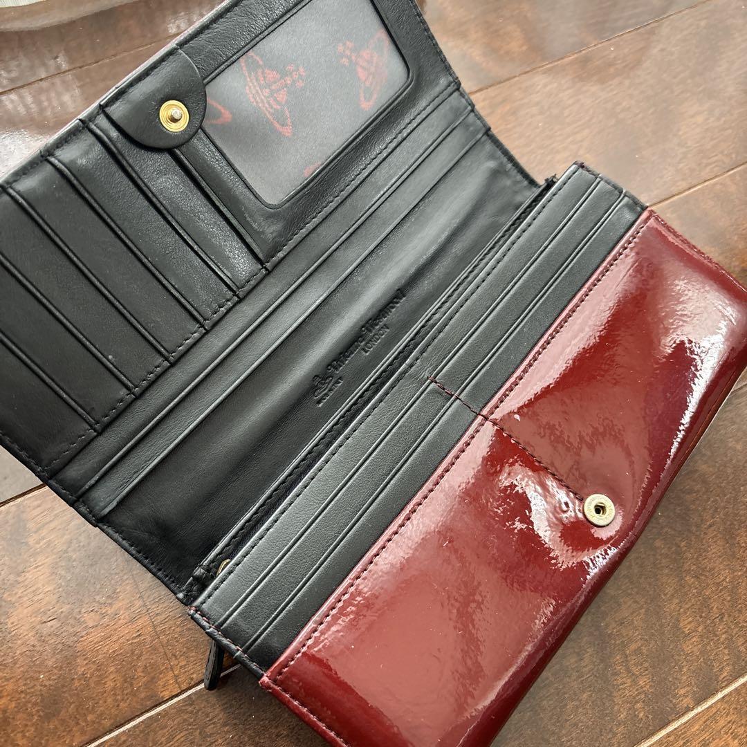 Vivienne Westwood エナメル ワインレッド 二つ折り財布 レディース