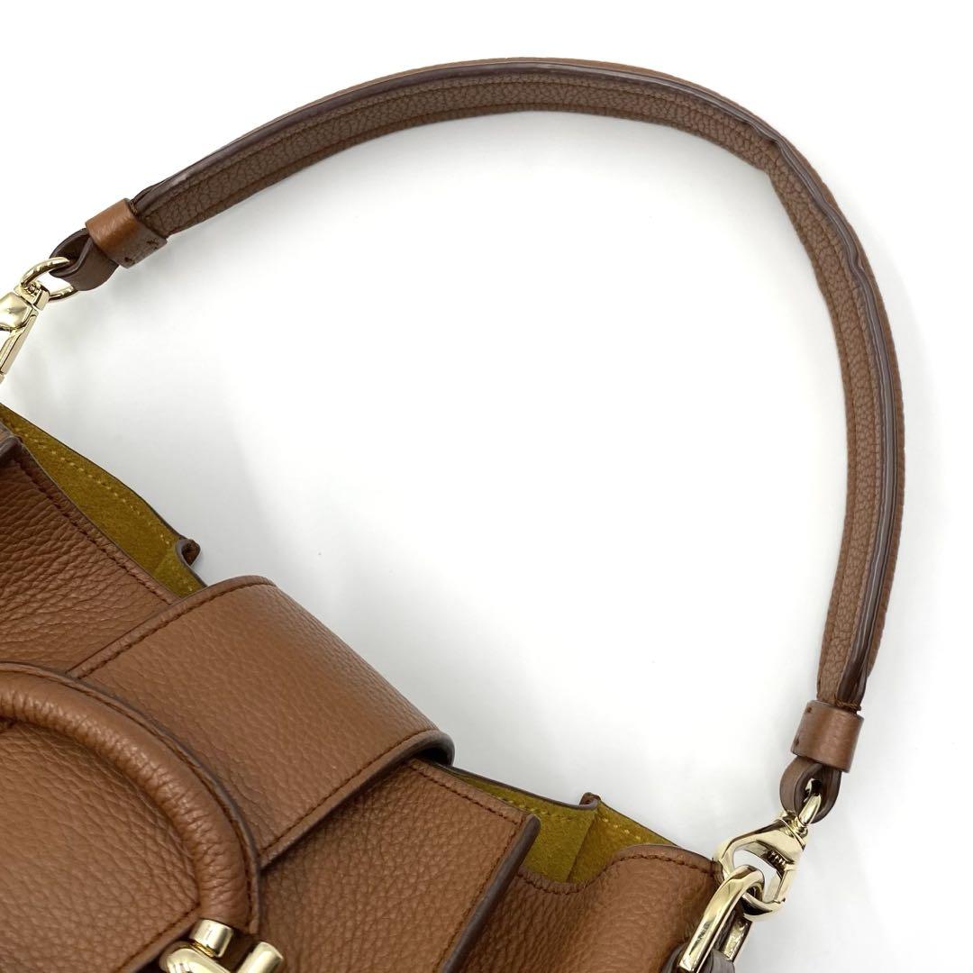 良品 TOD’S ダブルTリング バケット レザー ショルダーバッグ バッグ