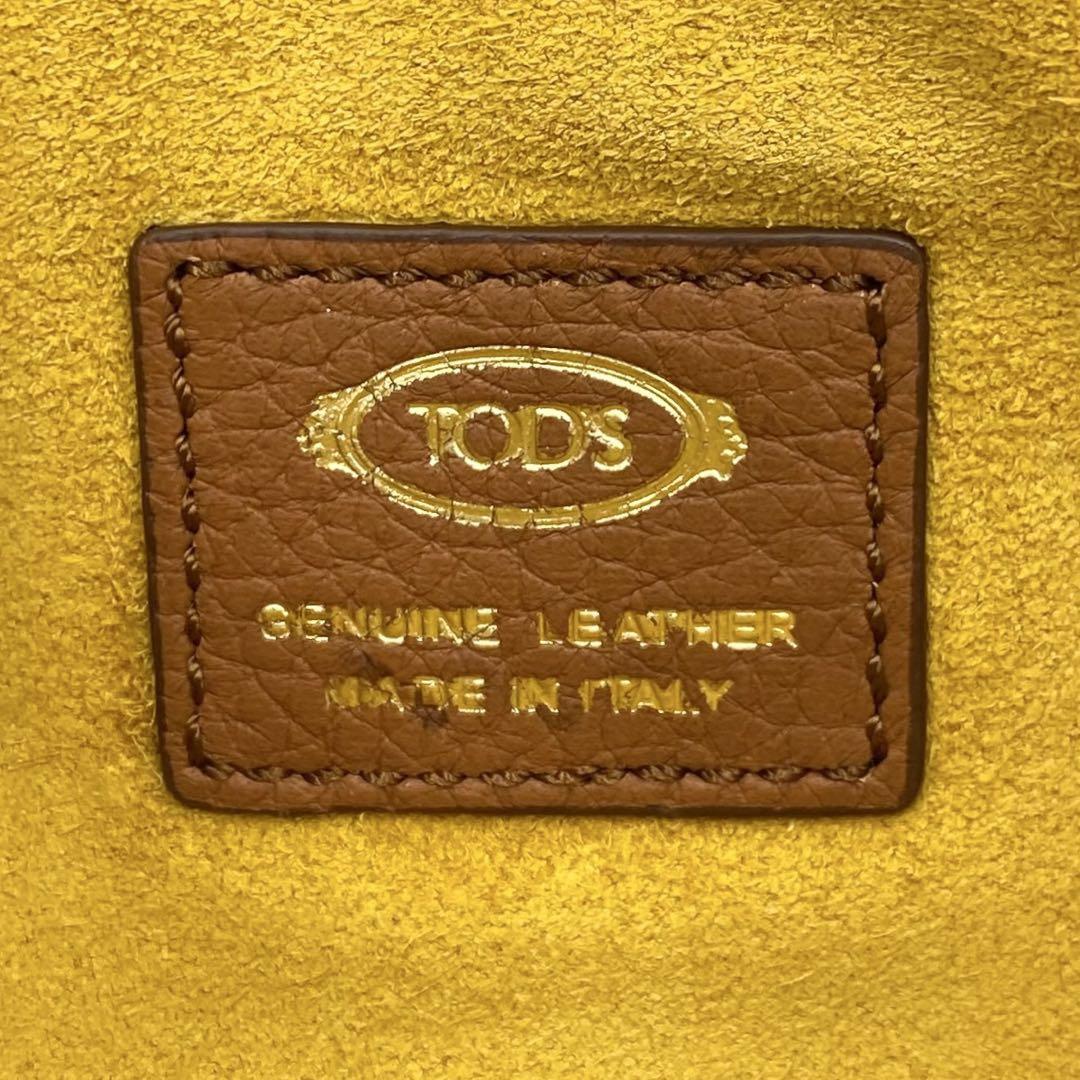 良品 TOD’S ダブルTリング バケット レザー ショルダーバッグ バッグ
