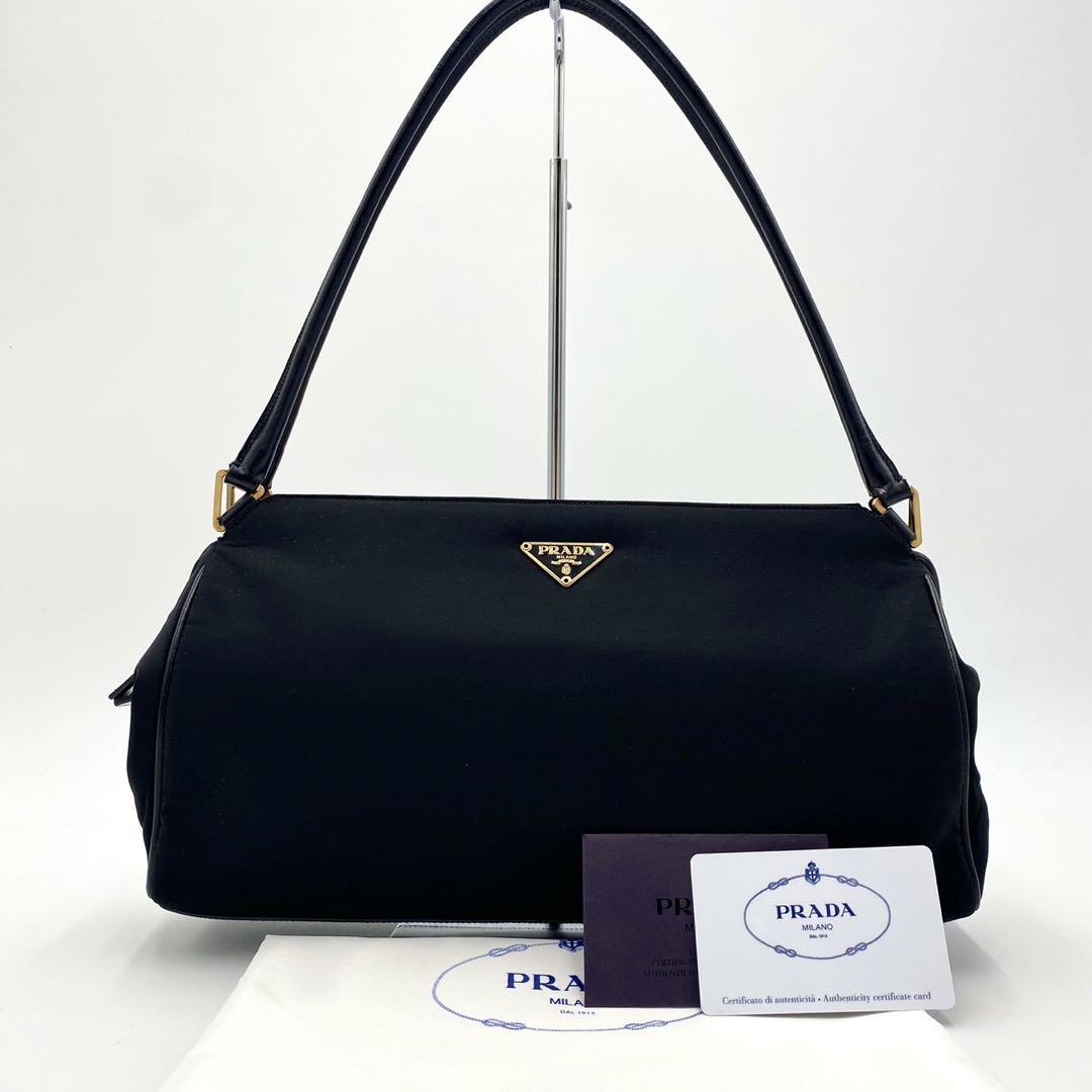 【極美品】PRADA ハンドバッグ テスート ナイロン 三角プレート