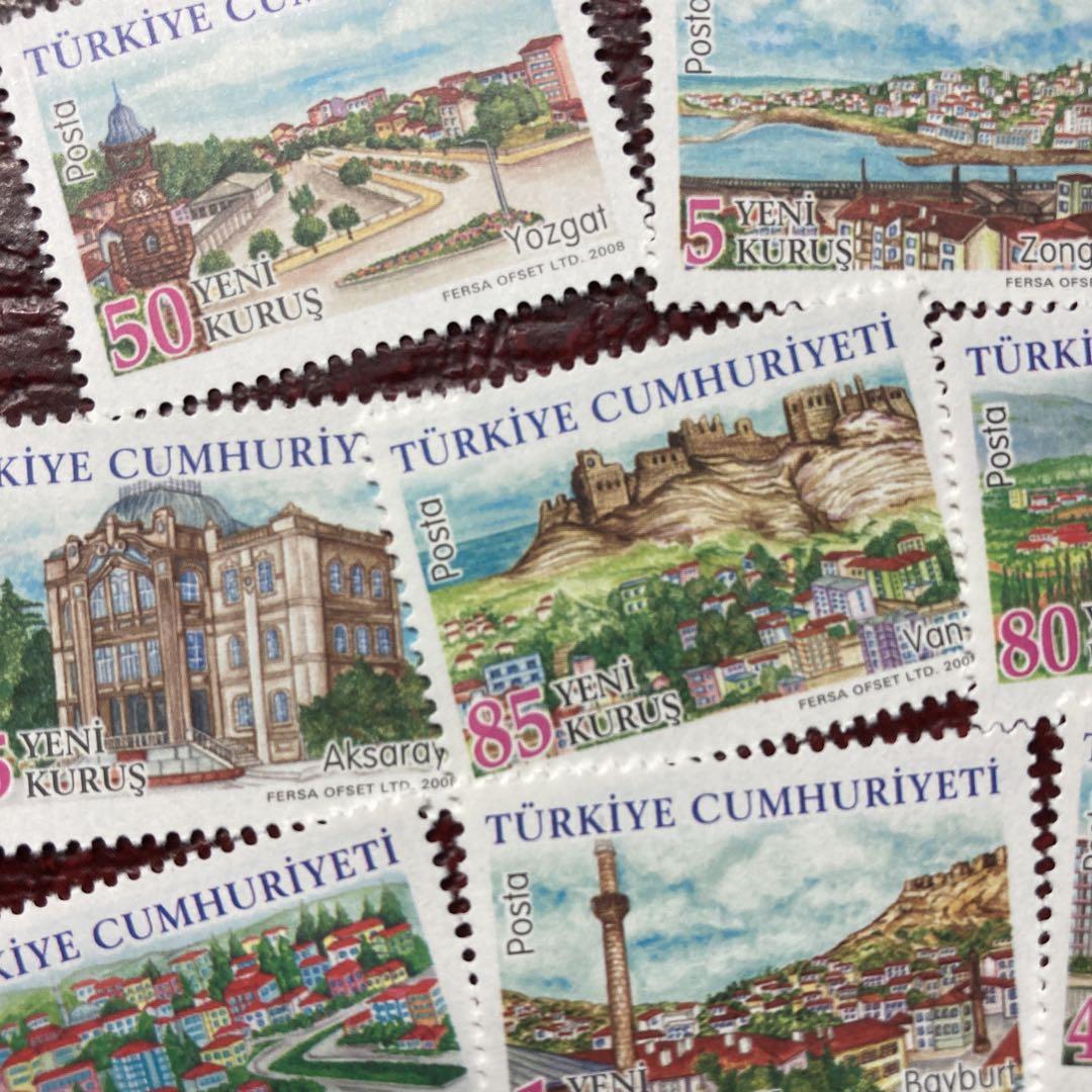 71822セール現品限　外国切手　トルコ発行建築物風景8種揃