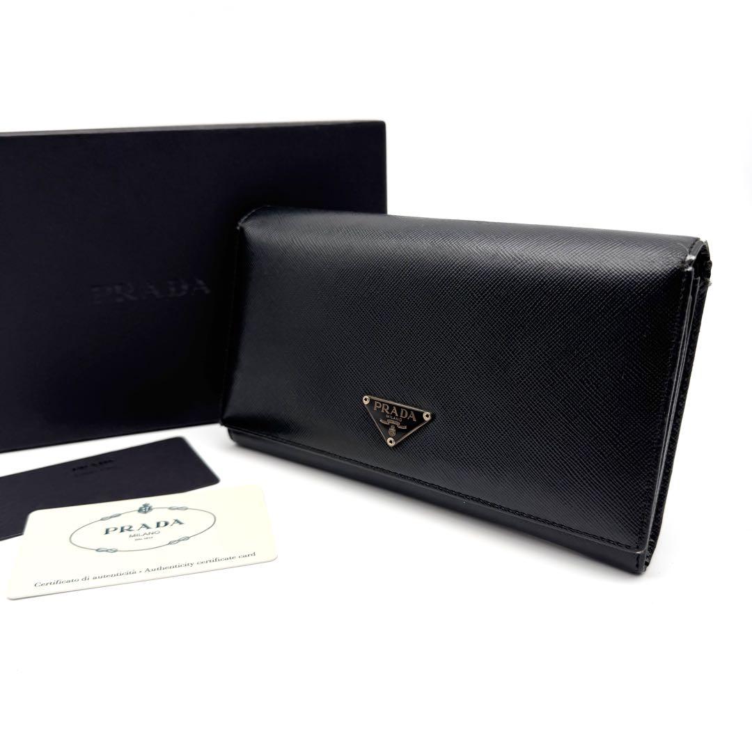 【スーパーセール】 サフィアーノ プラダ PRADA 長財布 三角プレート 二つ折り財布 小物