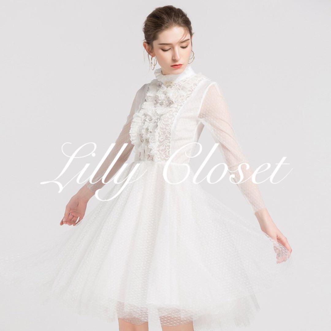 No.75 ドットチュールビジューワンピース iyYOf-m86752758104 NEW安い