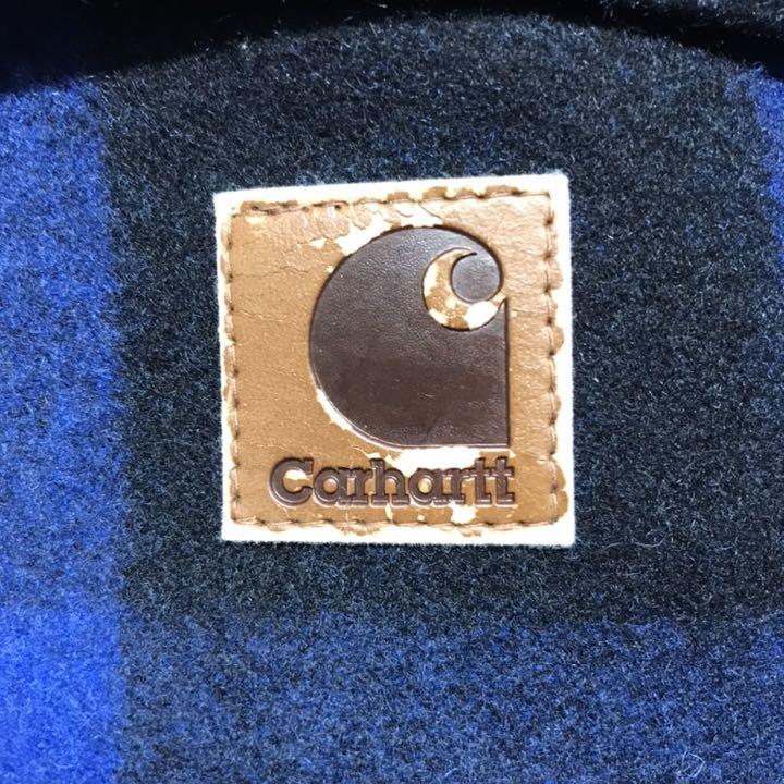 正規品定番 人気モデル 中綿ギルティング 革パッチ cn950-m86757515659 カーハート 青チェックシャツジャケット 新品超激得