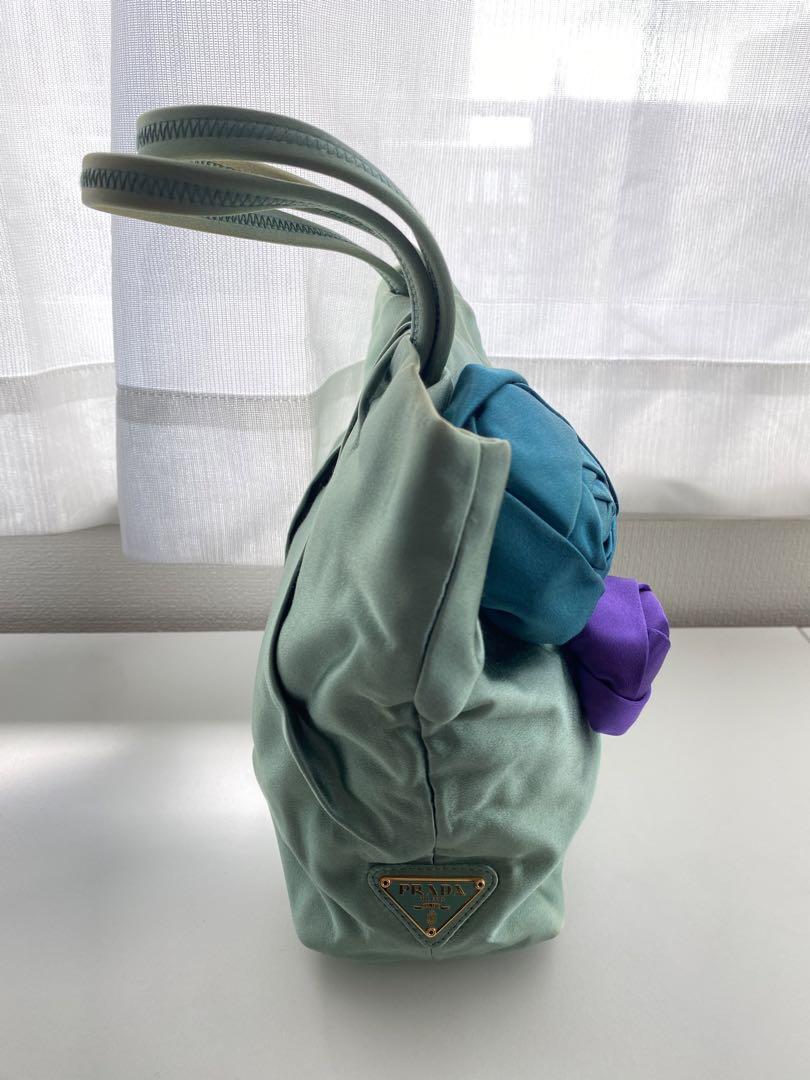 PRADA プラダ ローズコサージュ サテン ハンドバッグ