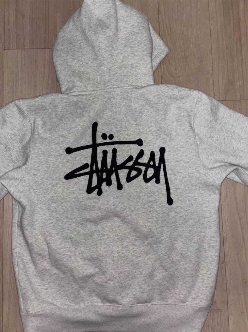STUSSY グレー ジップアップパーカー S Stussy グレー ジップアップパーカー