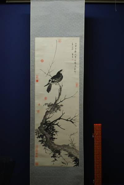 お気に入りの 複製/唐寅/花鳥図/工芸品/布袋屋掛軸HC-235 絵画