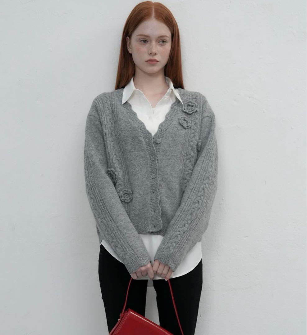 GENERAL IDEA フラワーモチーフ カーディガン