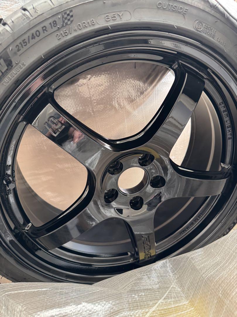 【まゆり】レイズ rays 57cr グロッシーブラック 18インチ　4本