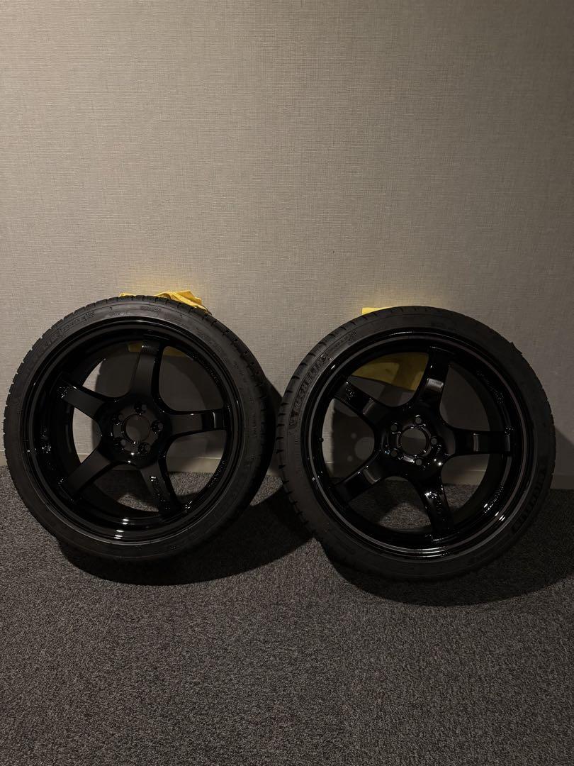 【まゆり】レイズ rays 57cr グロッシーブラック 18インチ　4本