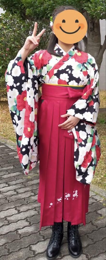 キャサリンコテージ　140袴セット＋髪飾り＋ブーツ23センチ　卒業式　赤白　花柄