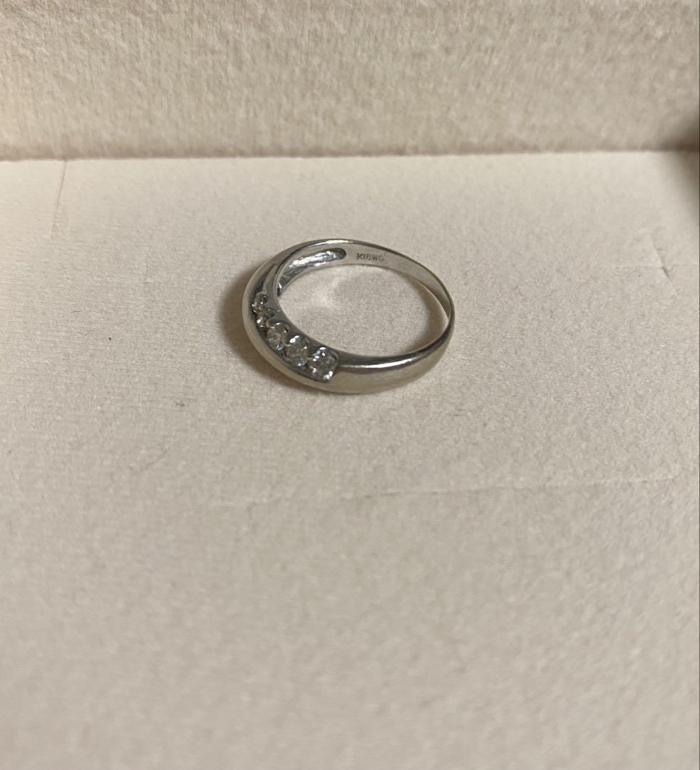 K18WG 天然ダイヤモンド0.40ct リング９号
