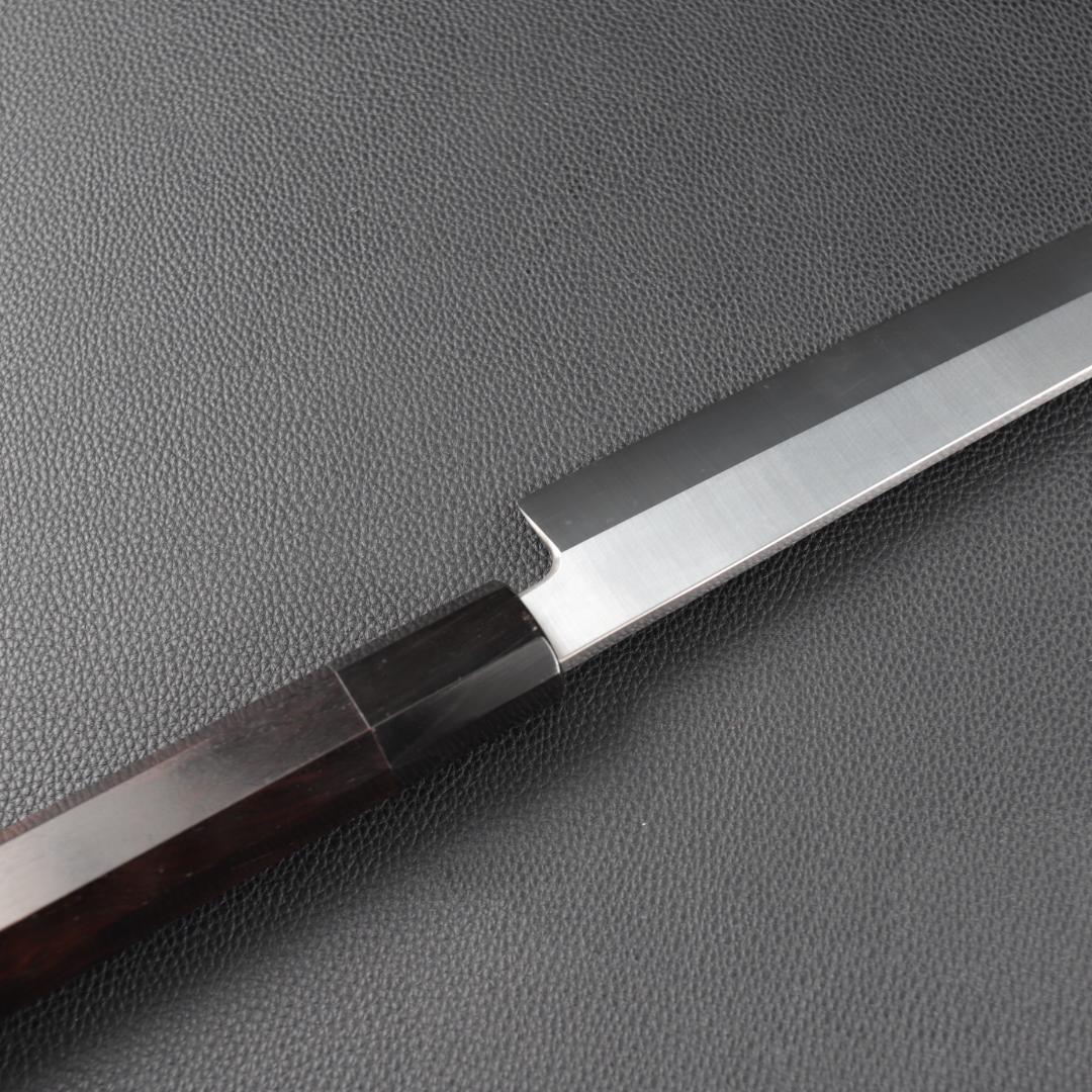10903左利き用 切付包丁 尺 刺身包丁 刃は究極の切れ味 黒檀黒水牛八角柄