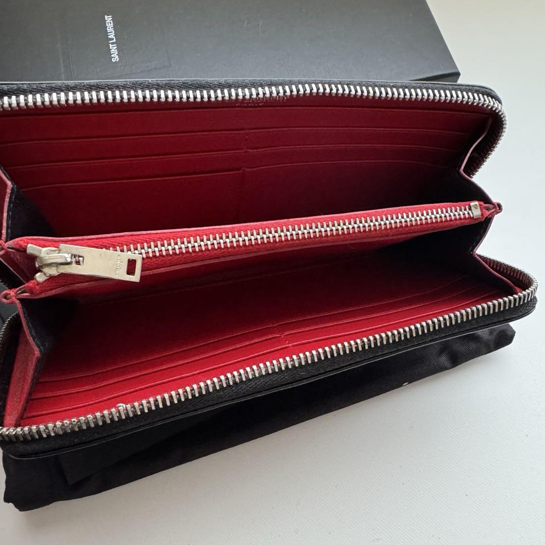 【美品】 Saint Laurentイブサンローランラウンドファスナー長財布