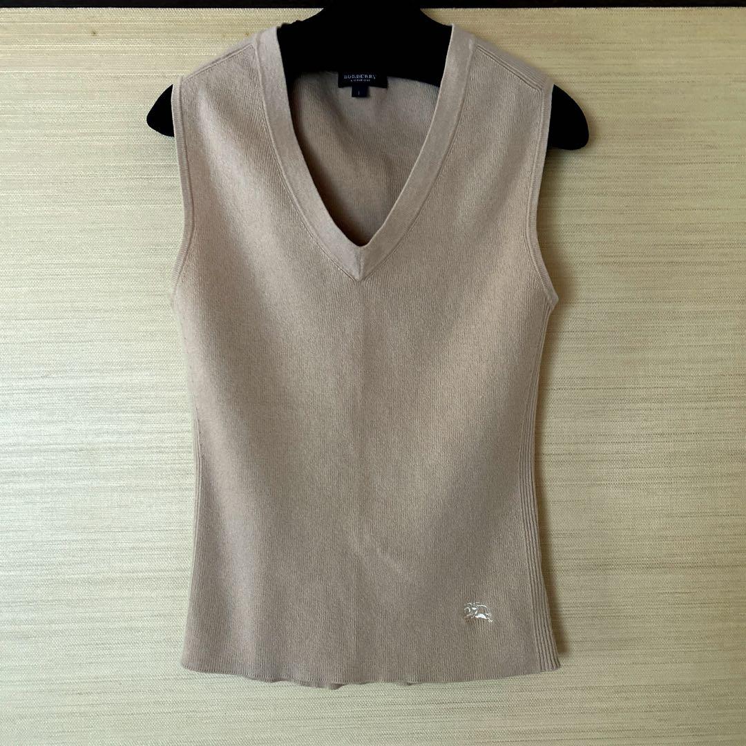 BURBERRY ニットノースリーブ ☆Burberry London サマーニット ノースリーブベージュ☆ - メルカリ