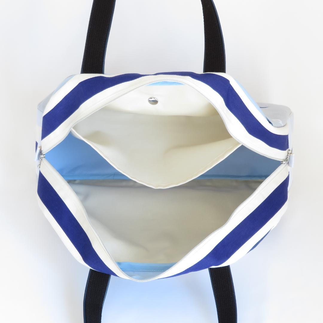 #11 フランス生地 カモメ＆マリン ボストンバッグ