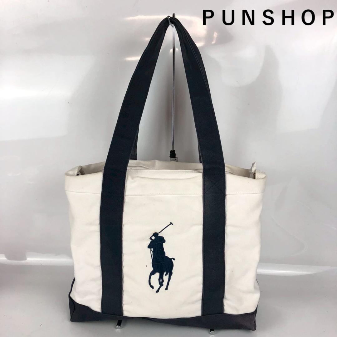 【送料込】 POLO ホワイト トートバッグ ポロラルフローレン LAUREN RALPH バッグ