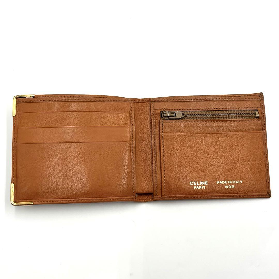 CELINE セリーヌ 二つ折り財布 マカダム 美品 ロゴ ブラウン