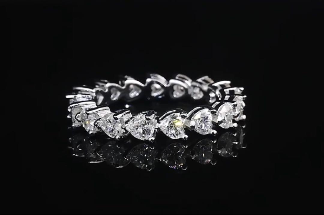 最高級モアサナイト　3mm ハート フルエタニティリング 19号 最高級モアサナイト 3mm ハート フルエタニティリング 19号