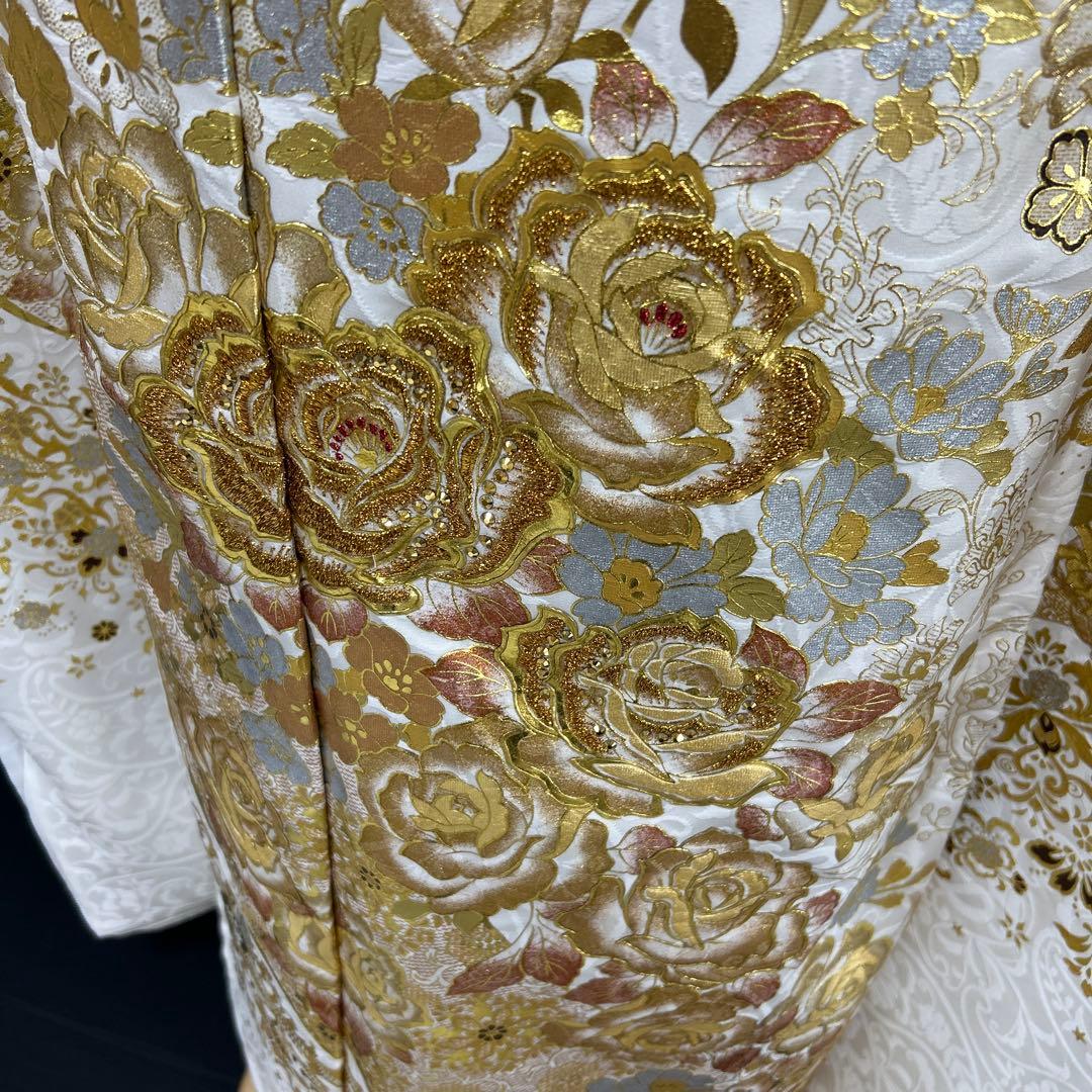 関芳　桂由美　白地ゴールド　薔薇　振袖フルセット