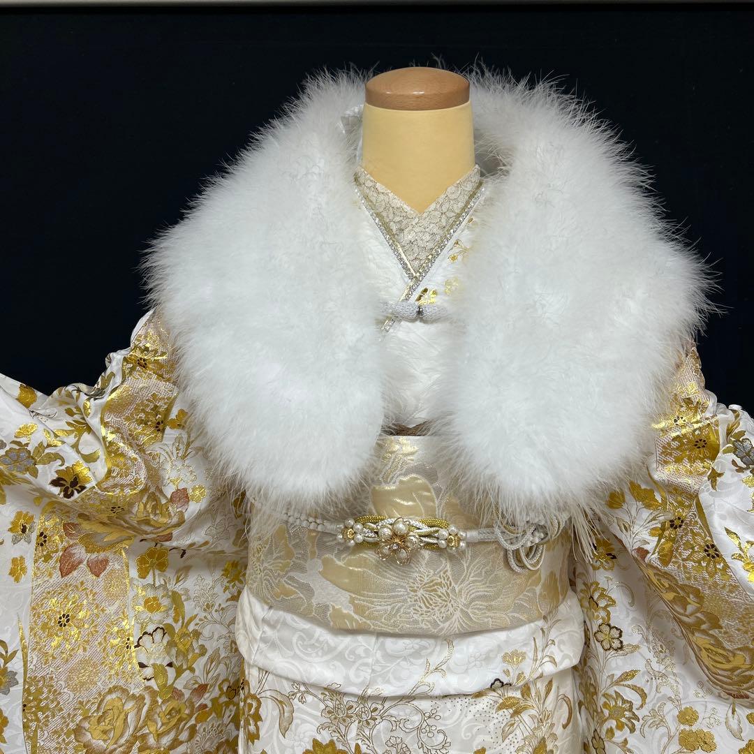 関芳　桂由美　白地ゴールド　薔薇　振袖フルセット