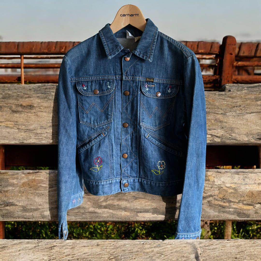 90's Wrangler ゴジラ 刺繍 Lサイズ デニムジャケット 古着