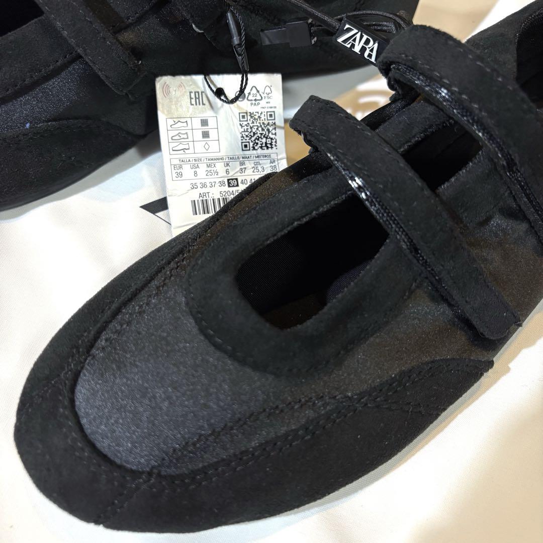 ZARA サテンフラットシューズ 37 - メルカリ