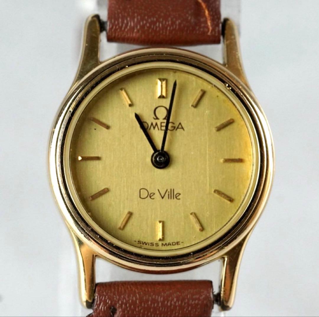 OMEGA デヴィル ラウンド レディース 腕時計 プッシュ クォーツ ゴールド