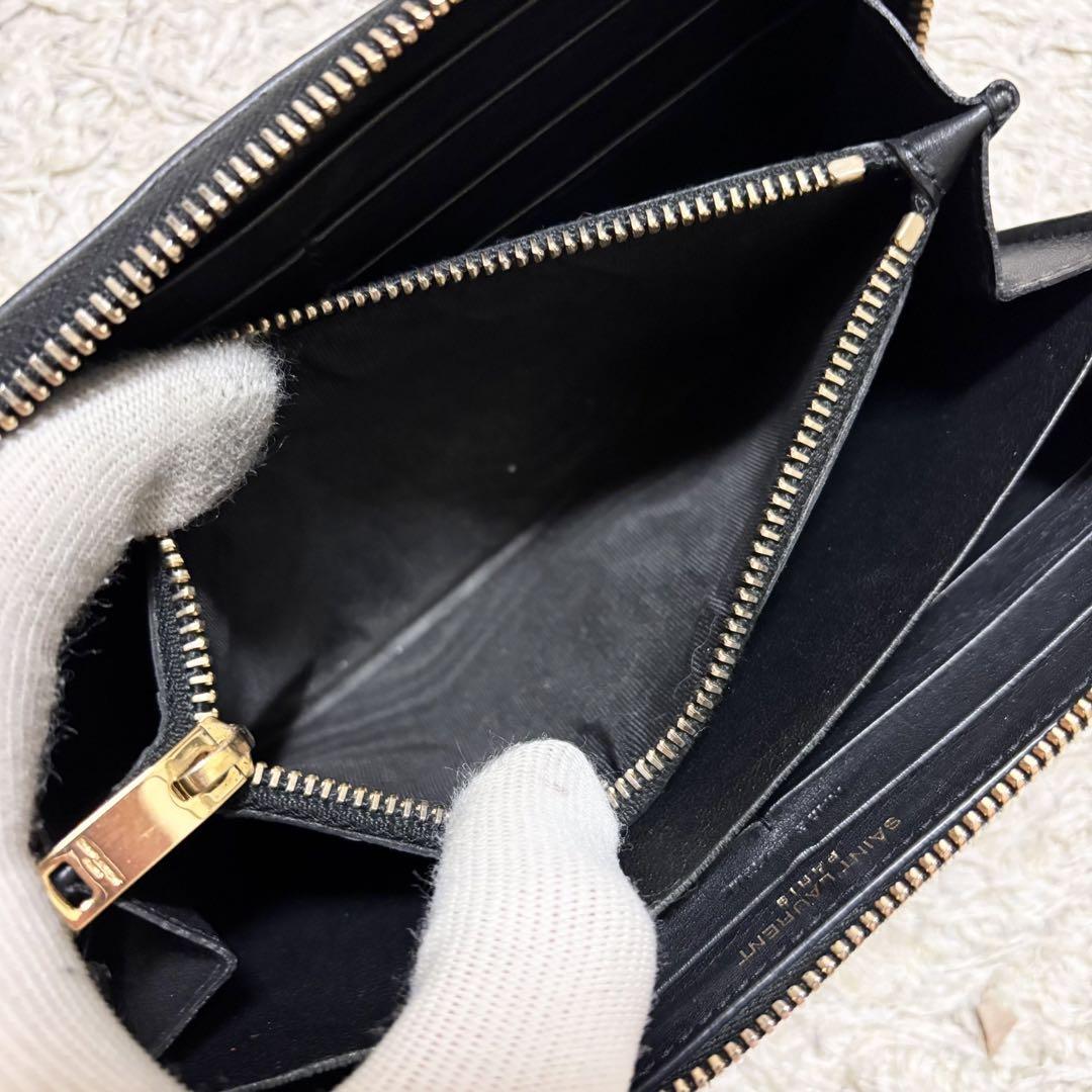 美品★サンローラン YSL フルジップウォレット　長財布　ブラック