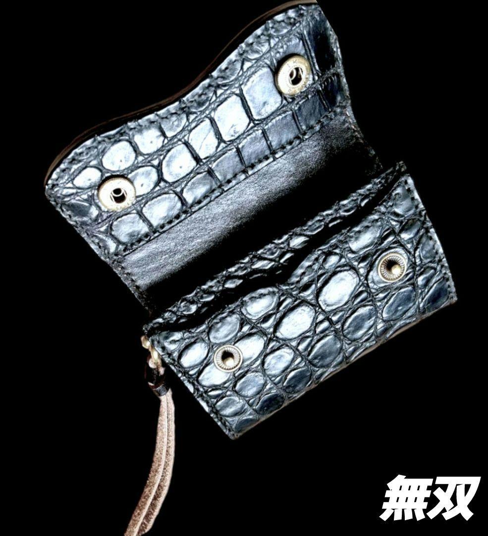 新品2点セット本革 オールレザー スモールクロコダイルポロサス長財布コインケース 画像16