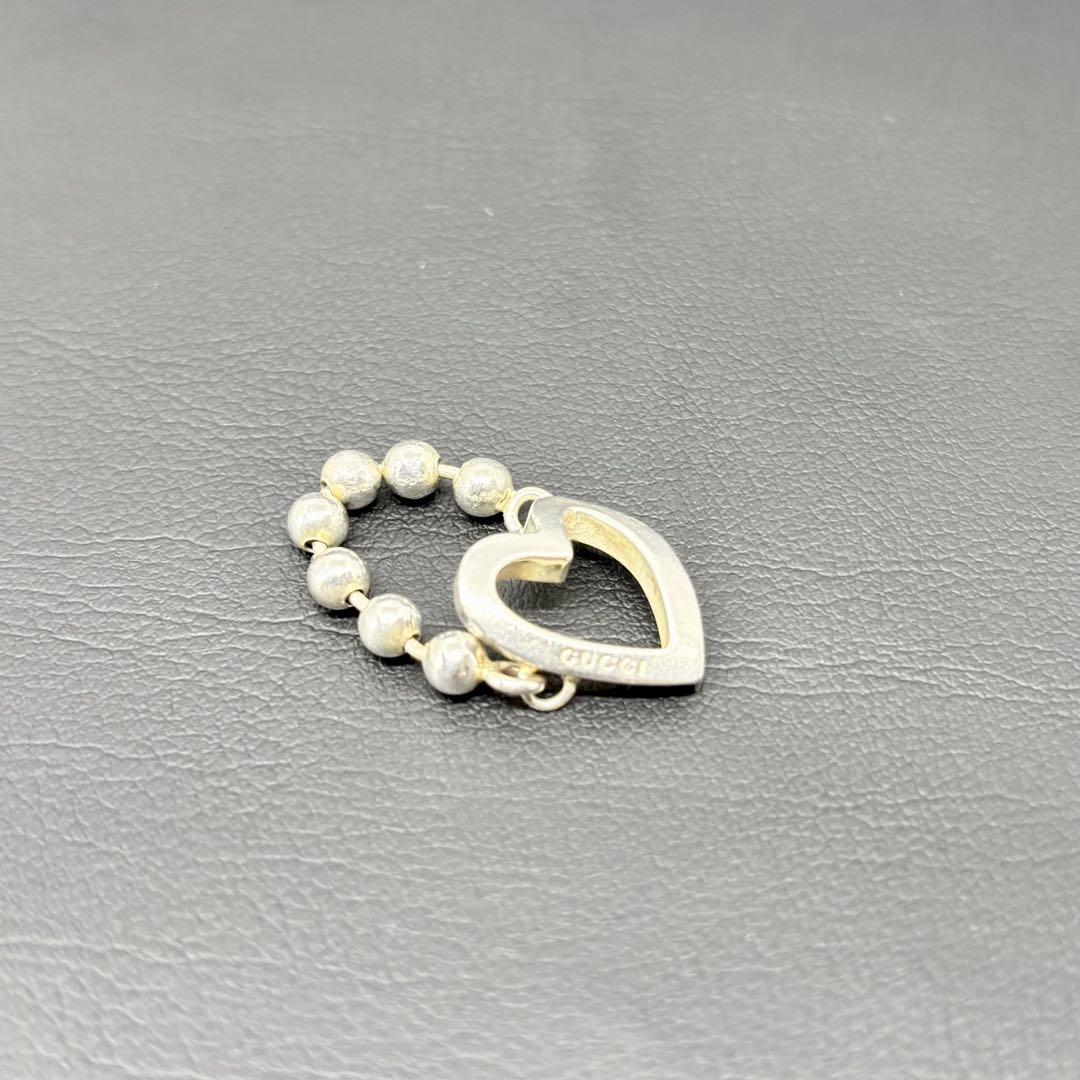 【美品】【グッチ】リング 指輪 ハート ボールチェーン シルバー925 7号