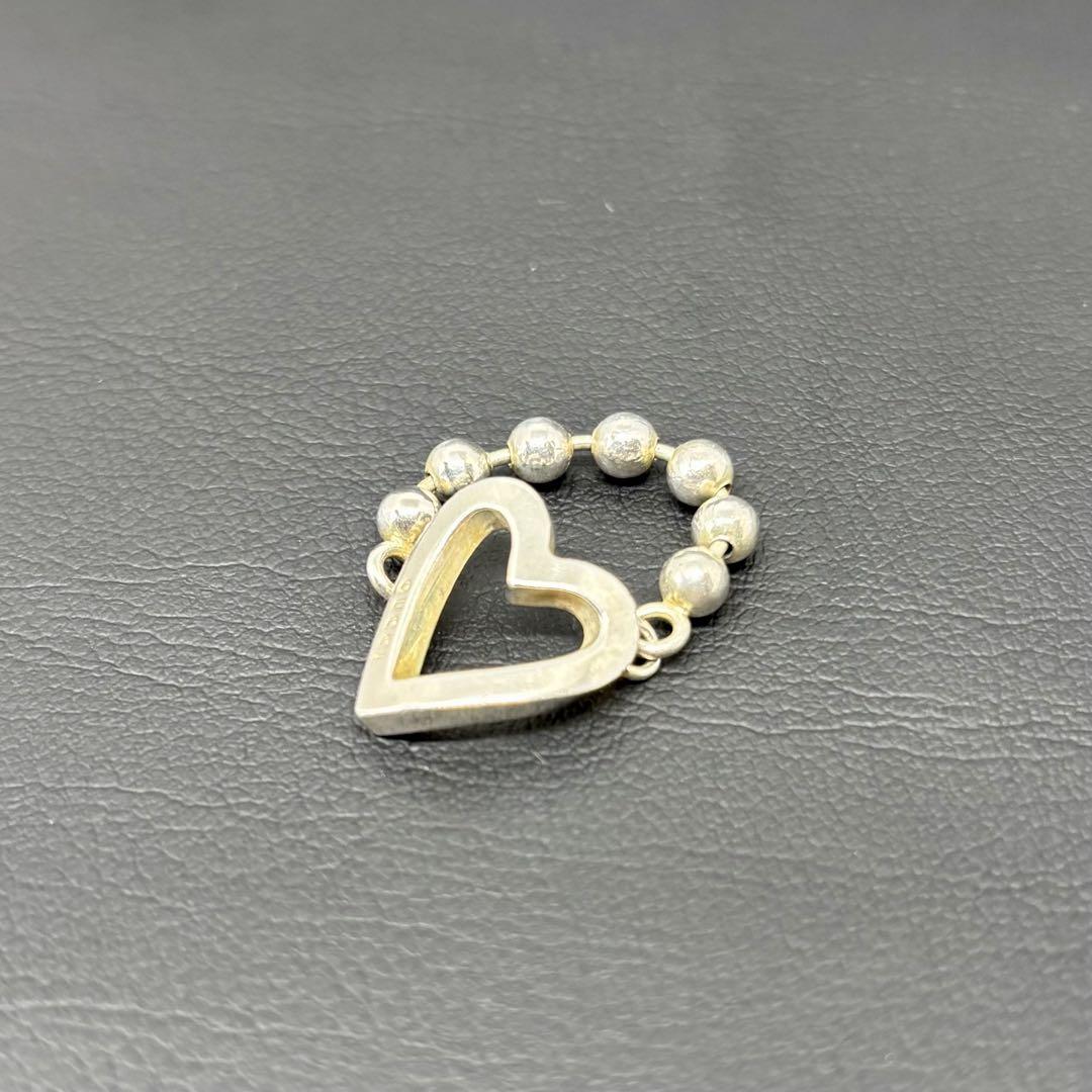 【美品】【グッチ】リング 指輪 ハート ボールチェーン シルバー925 7号