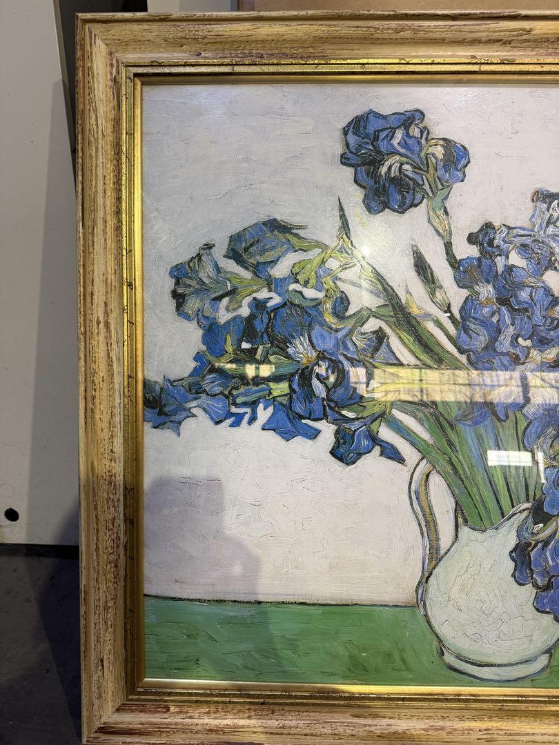 絵画 ゴッホ 油彩画 約30号 950x750 アイリスの花瓶 額装済
