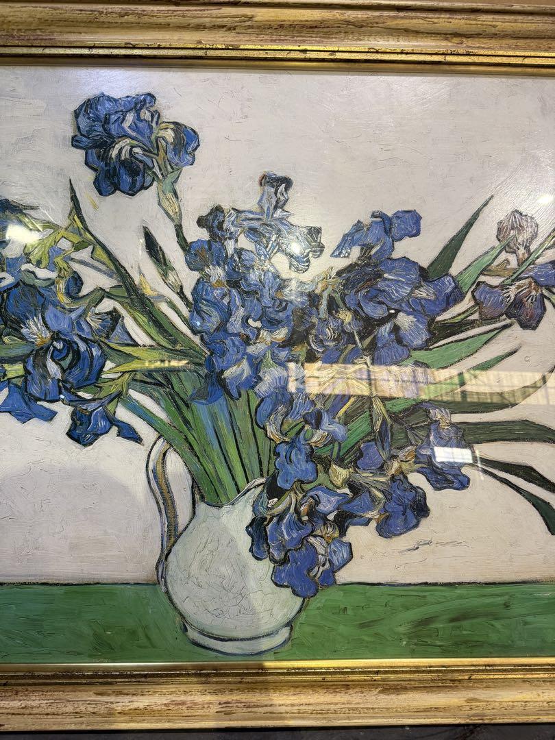 絵画 ゴッホ 油彩画 約30号 950x750 アイリスの花瓶 額装済