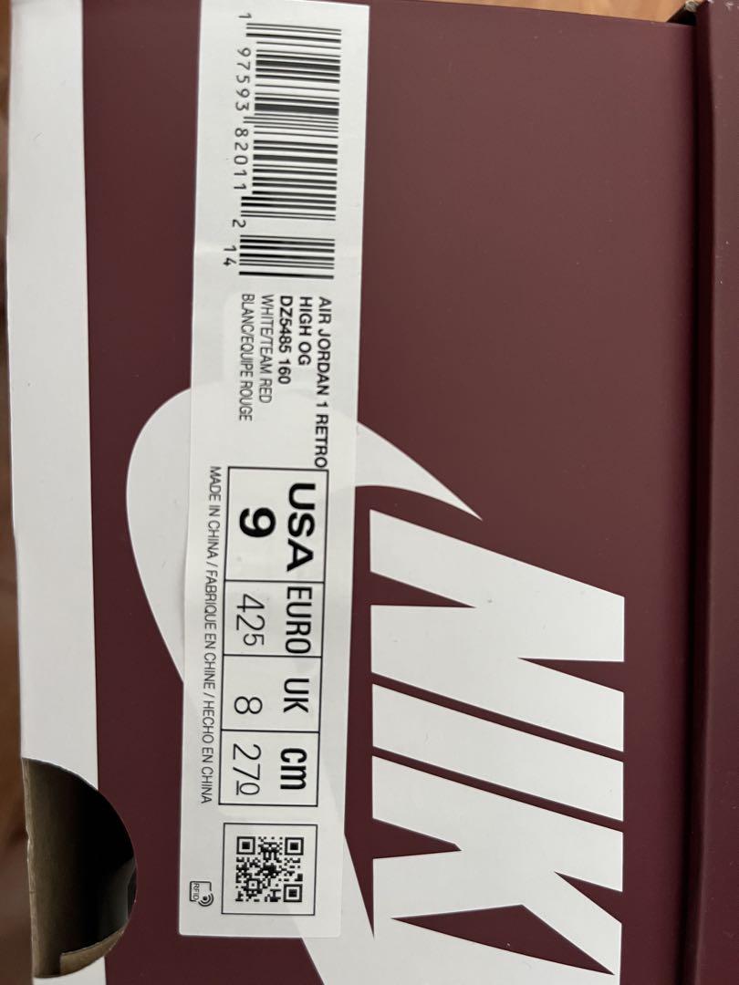 NIKE エアジョーダン1レトロHIGHOGチームレッド 27cm
