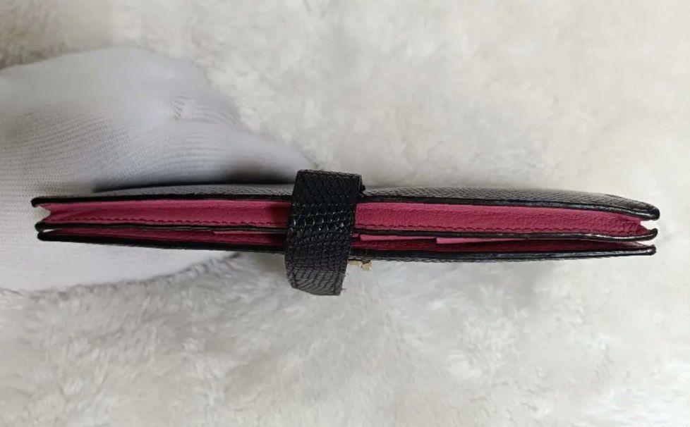 美品) エルメス ベアンスフレ リザード 長財布 ブラック HERMES